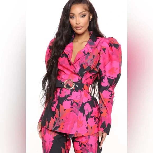 Best For Last Floral Blazer Set - Pink/combo -Medium - Picture 2 of 4
